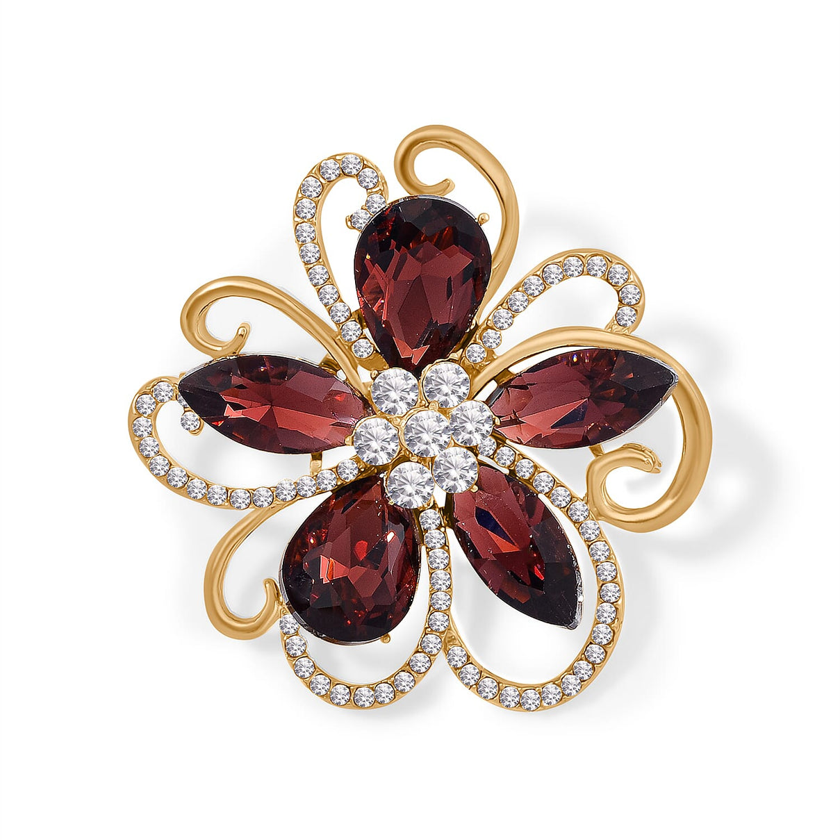 Floral Crystal Brooch - Gold tone Plating 7875511 0