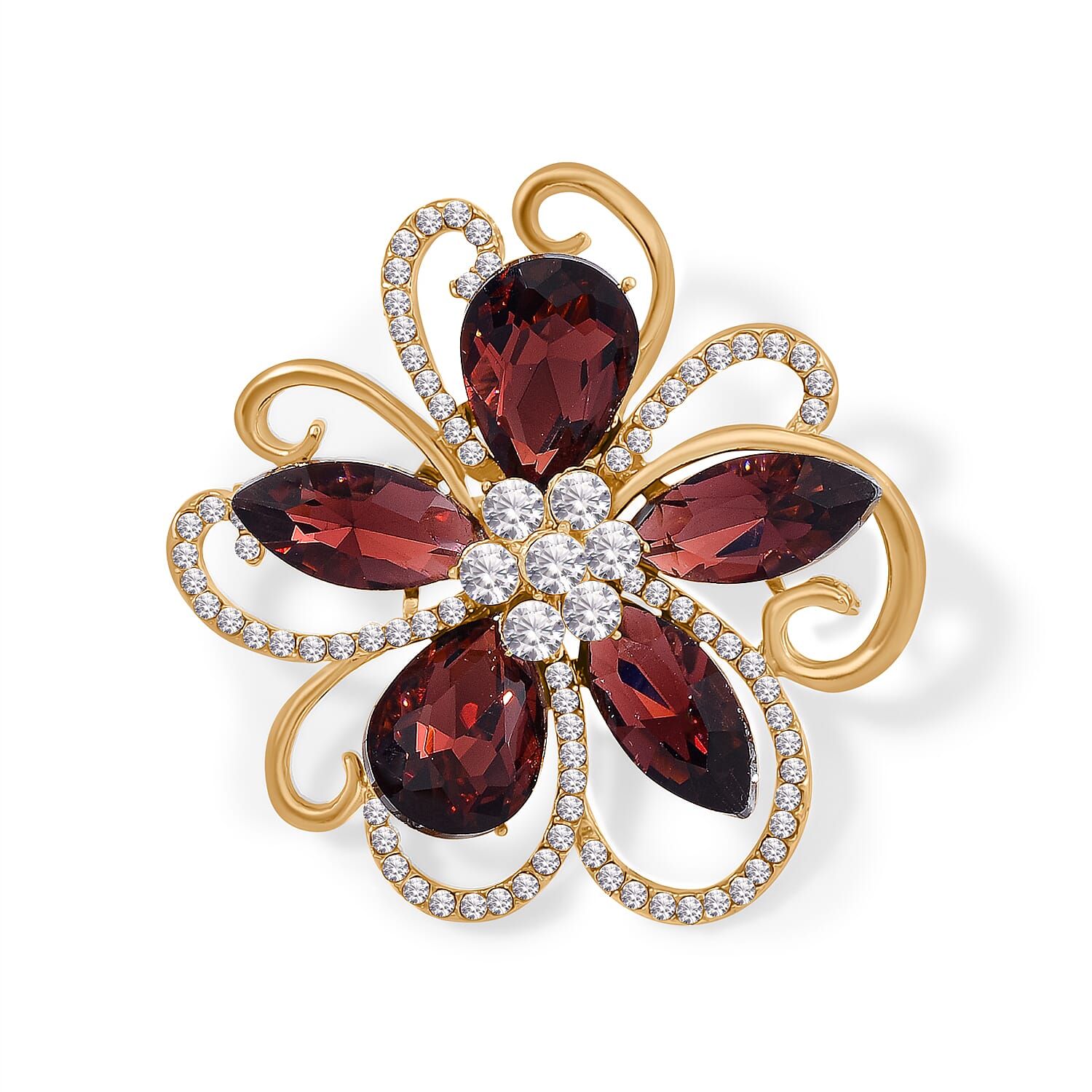 Floral Crystal Brooch - Gold tone Plating 7875511 0