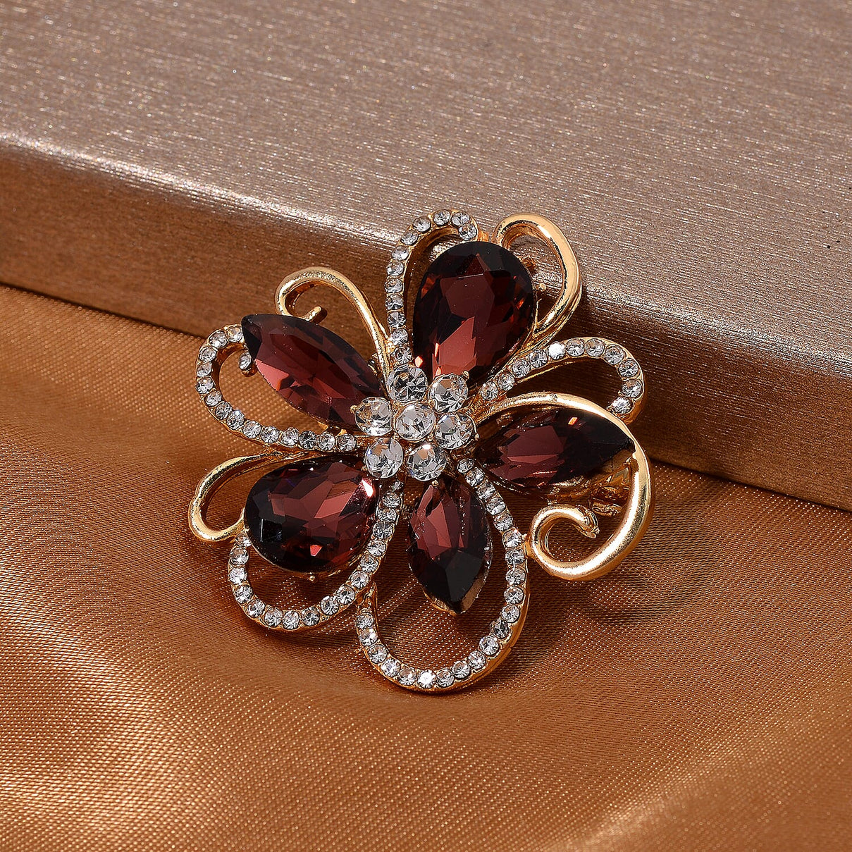 Floral Crystal Brooch - Gold tone Plating 7875511 1