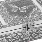 Set of 2 - Butterfly Embossed Handcrafted Aluminium Jewellery Box (Size 20x13x7 cm) - Silver & Red