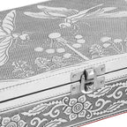 Set of 2 - Butterfly Embossed Handcrafted Aluminium Jewellery Box (Size 20x13x7 cm) - Silver & Red