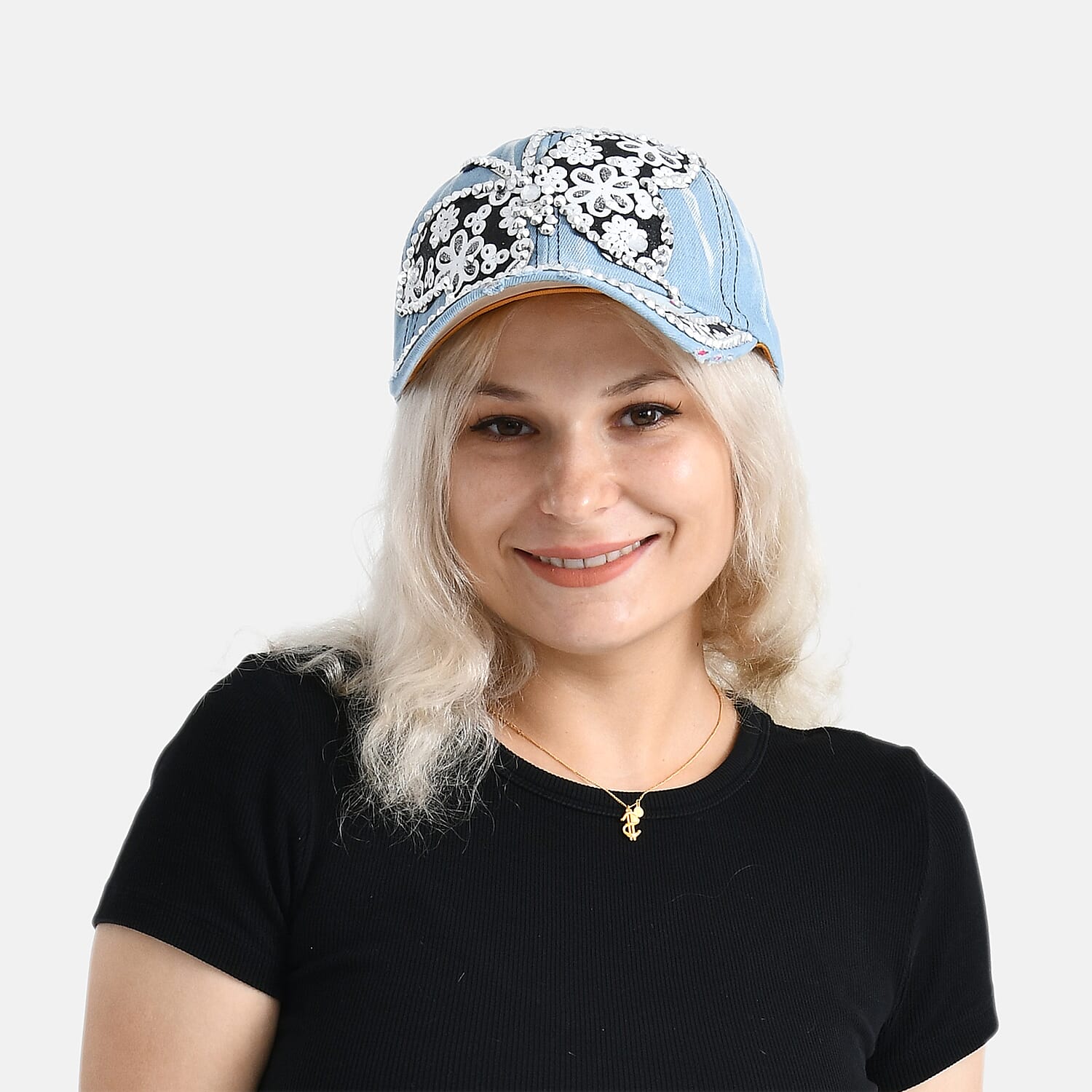 Butterfly Pattern Baseball Cap (57 cm) - Light Denim 8223217 3