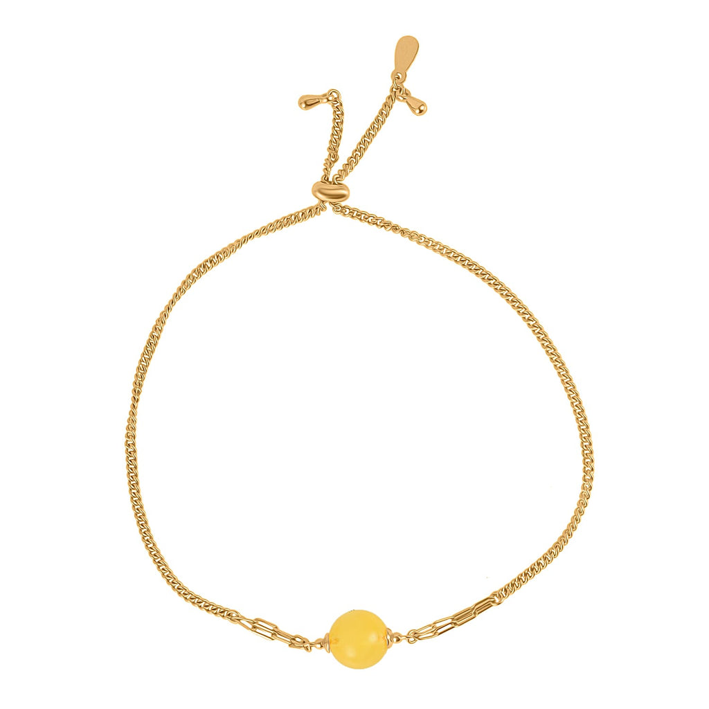 Butterscotch Amber Adjustable Bracelet (Size 6.5 - 9) in Gold Plated Sterling Silver 1.5 Ct.