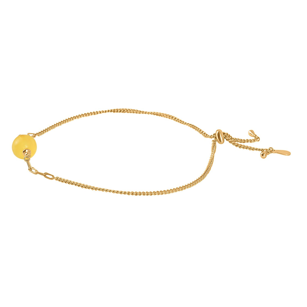 Butterscotch Amber Adjustable Bracelet (Size 6.5 - 9) in Gold Plated Sterling Silver 1.5 Ct.