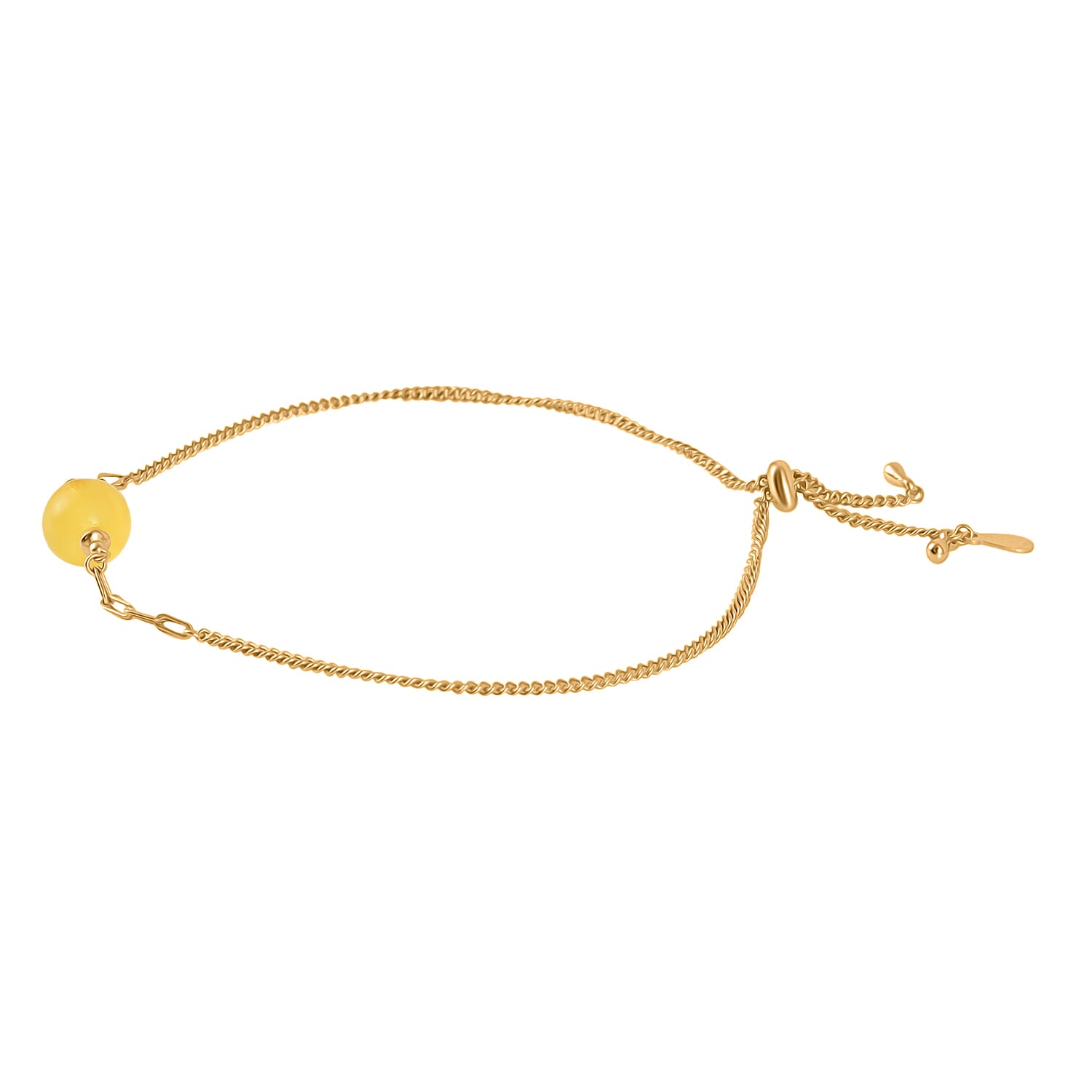 Butterscotch Amber Adjustable Bracelet (Size 6.5 - 9) in Gold Plated Sterling Silver 1.5 Ct. 8059593 2