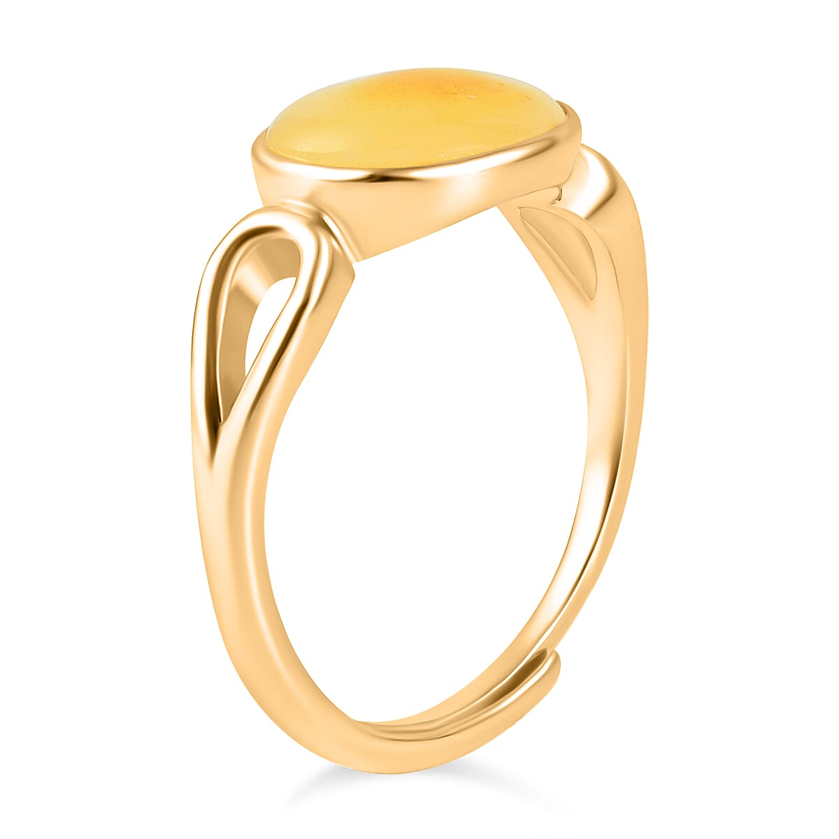 Butterscotch Amber Adjustable Solitaire Ring in Gold Plated Sterling Silver 8059597 2