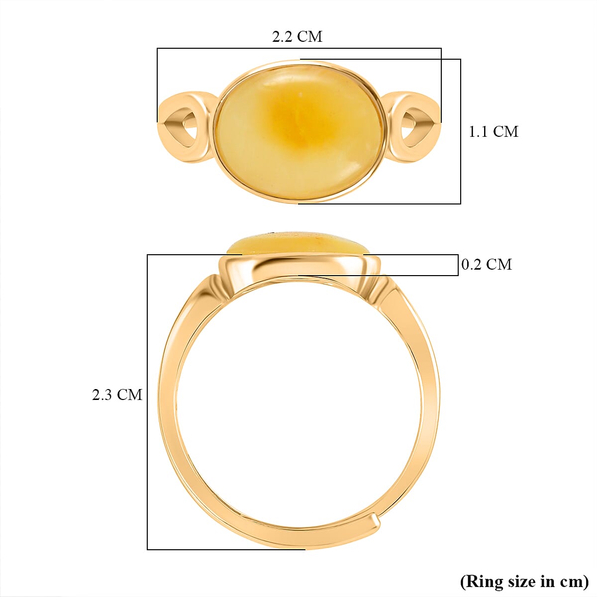 Butterscotch Amber Adjustable Solitaire Ring in Gold Plated Sterling Silver 8059597 4
