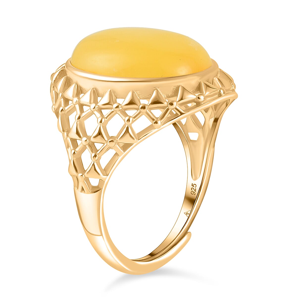 Butterscotch Amber Adjustable Ring in Gold Plated Sterling Silver 8059600 2