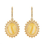 Butterscotch Amber Lever Back Earrings in Gold Plated Sterling Silver 10.00 Ct,  Silver Wt. 5.20 Gms.