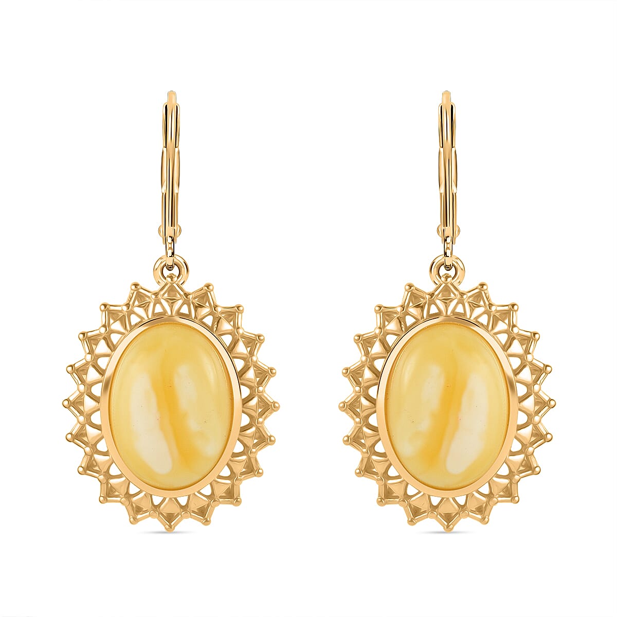 Butterscotch Amber Lever Back Earrings in Gold Plated Sterling Silver 10.00 Ct,  Silver Wt. 5.20 Gms. 8059615 0