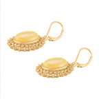 Butterscotch Amber Lever Back Earrings in Gold Plated Sterling Silver 10.00 Ct,  Silver Wt. 5.20 Gms.