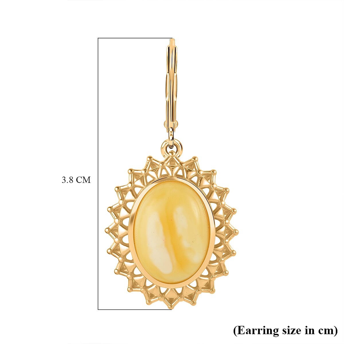 Butterscotch Amber Lever Back Earrings in Gold Plated Sterling Silver 10.00 Ct,  Silver Wt. 5.20 Gms. 8059615 4