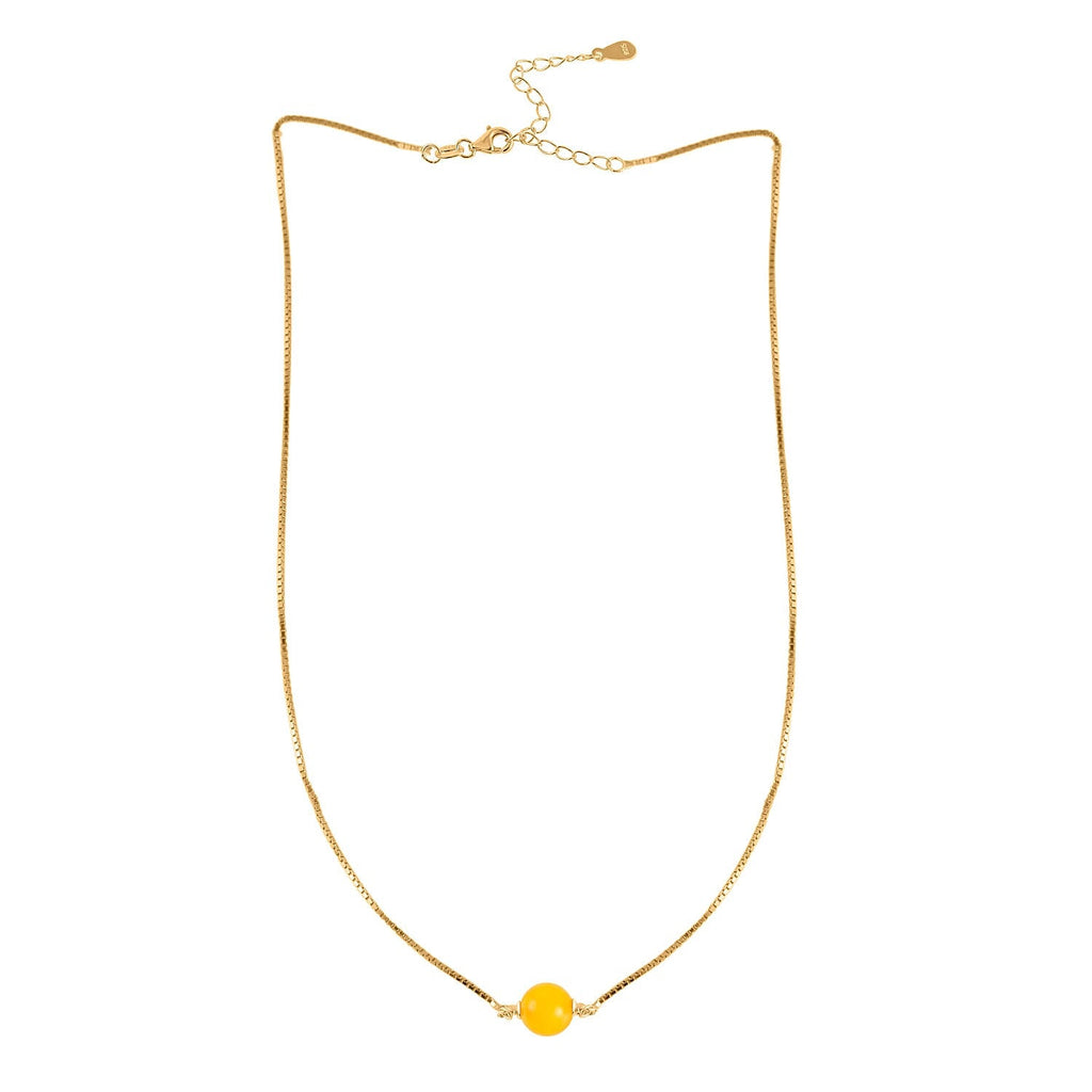 Butterscotch Amber Necklace (Size - 17-2 Ext) in Gold Plated Sterling Silver 1.50 Ct.