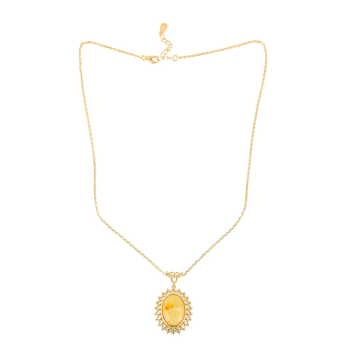 Butterscotch Amber Pendant with Chain (Size - 16-1 Ext) in Gold Plated Sterling Silver 8.00 Ct. 8059580 1