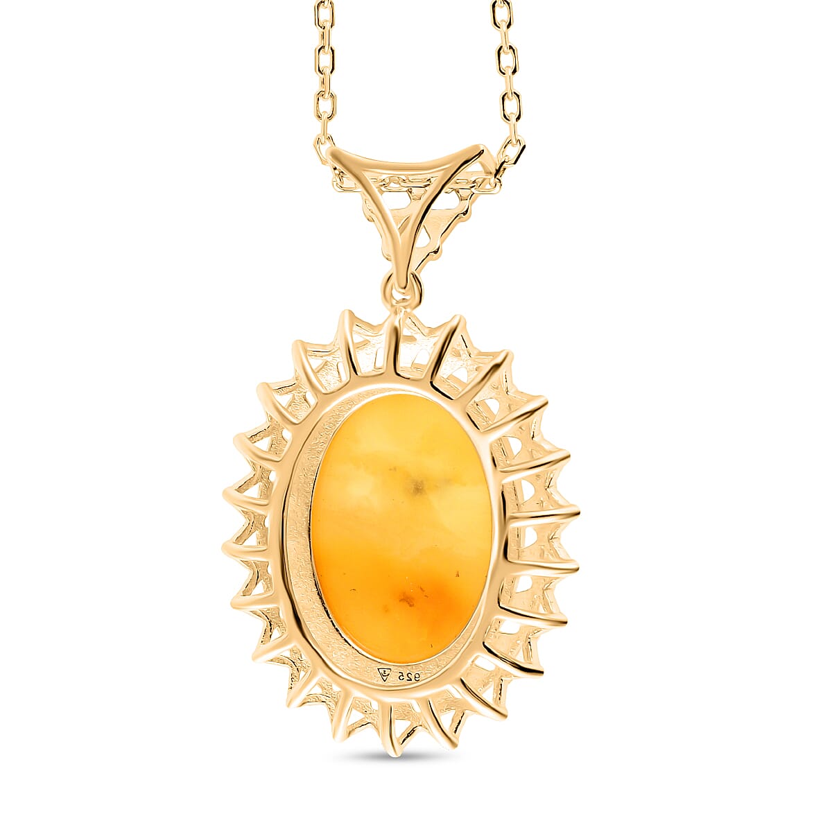 Butterscotch Amber Pendant with Chain (Size - 16-1 Ext) in Gold Plated Sterling Silver 8.00 Ct. 8059580 3