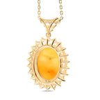 Butterscotch Amber Pendant with Chain (Size - 16-1 Ext) in Gold Plated Sterling Silver 8.00 Ct.