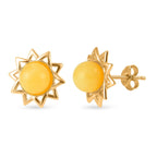 Butterscotch Amber Push Back Earrings in Gold Plated Sterling Silver