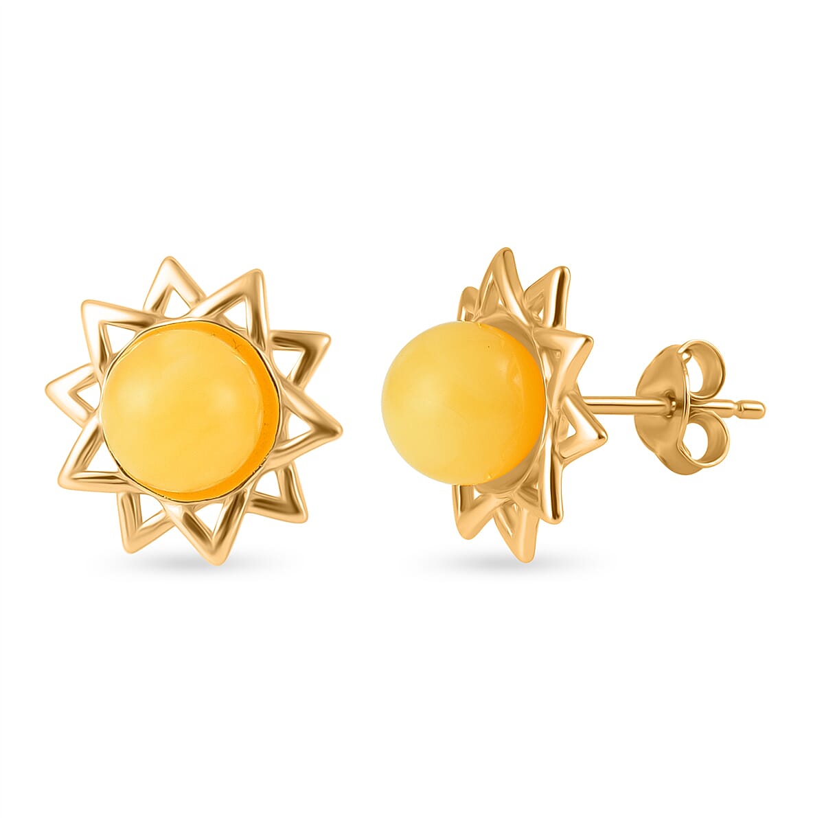 Butterscotch Amber Push Back Earrings in Gold Plated Sterling Silver 8059618 0