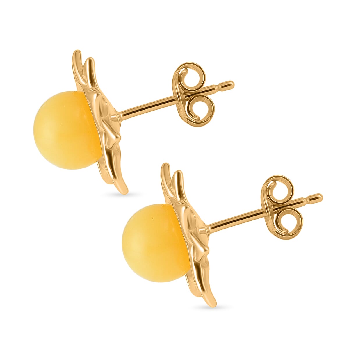 Butterscotch Amber Push Back Earrings in Gold Plated Sterling Silver 8059618 3