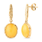Butterscotch Amber Push Back Earrings in Gold Plated Sterling Silver 2.00 Ct.