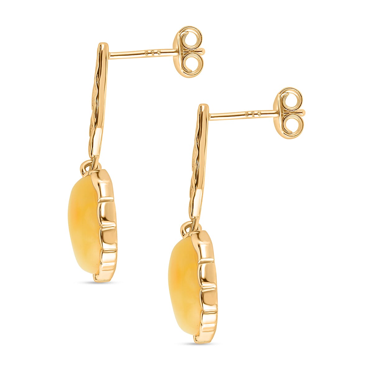 Butterscotch Amber Push Back Earrings in Gold Plated Sterling Silver 2.00 Ct. 8059617 2