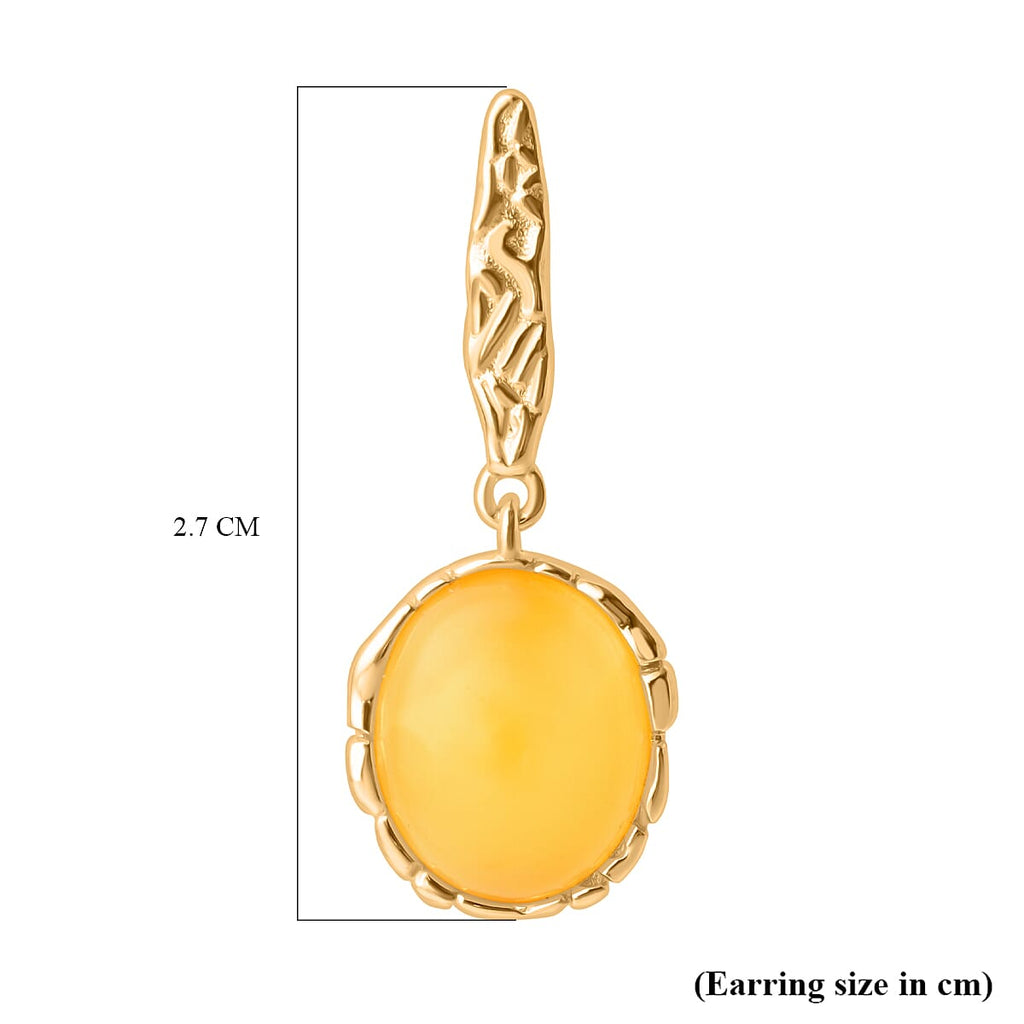 Butterscotch Amber Push Back Earrings in Gold Plated Sterling Silver 2.00 Ct.