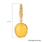 Butterscotch Amber Push Back Earrings in Gold Plated Sterling Silver 2.00 Ct.