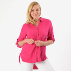 Close Out Deal - Button Down Classic V-Neck Shirt (Size 14) - Pink