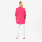 Close Out Deal - Button Down Classic V-Neck Shirt (Size 14) - Pink