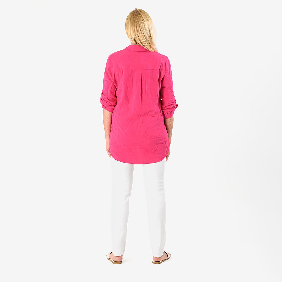 Close Out Deal - Button Down Classic V-Neck Shirt (Size 14) - Pink 8062710 3