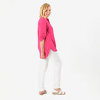 Close Out Deal - Button Down Classic V-Neck Shirt (Size 14) - Pink