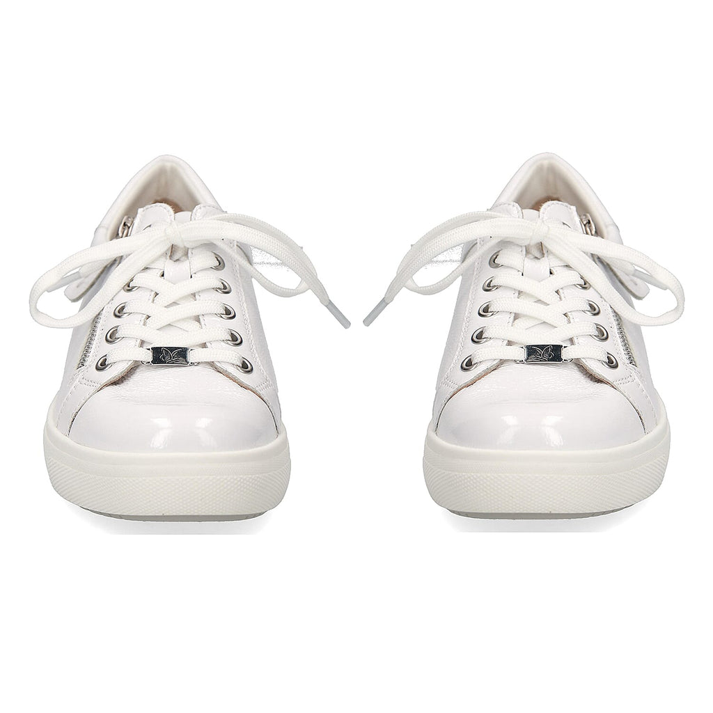 CAPRICE Leather Zipper Detailing Low-top Sneakers (Size 6.5) - White