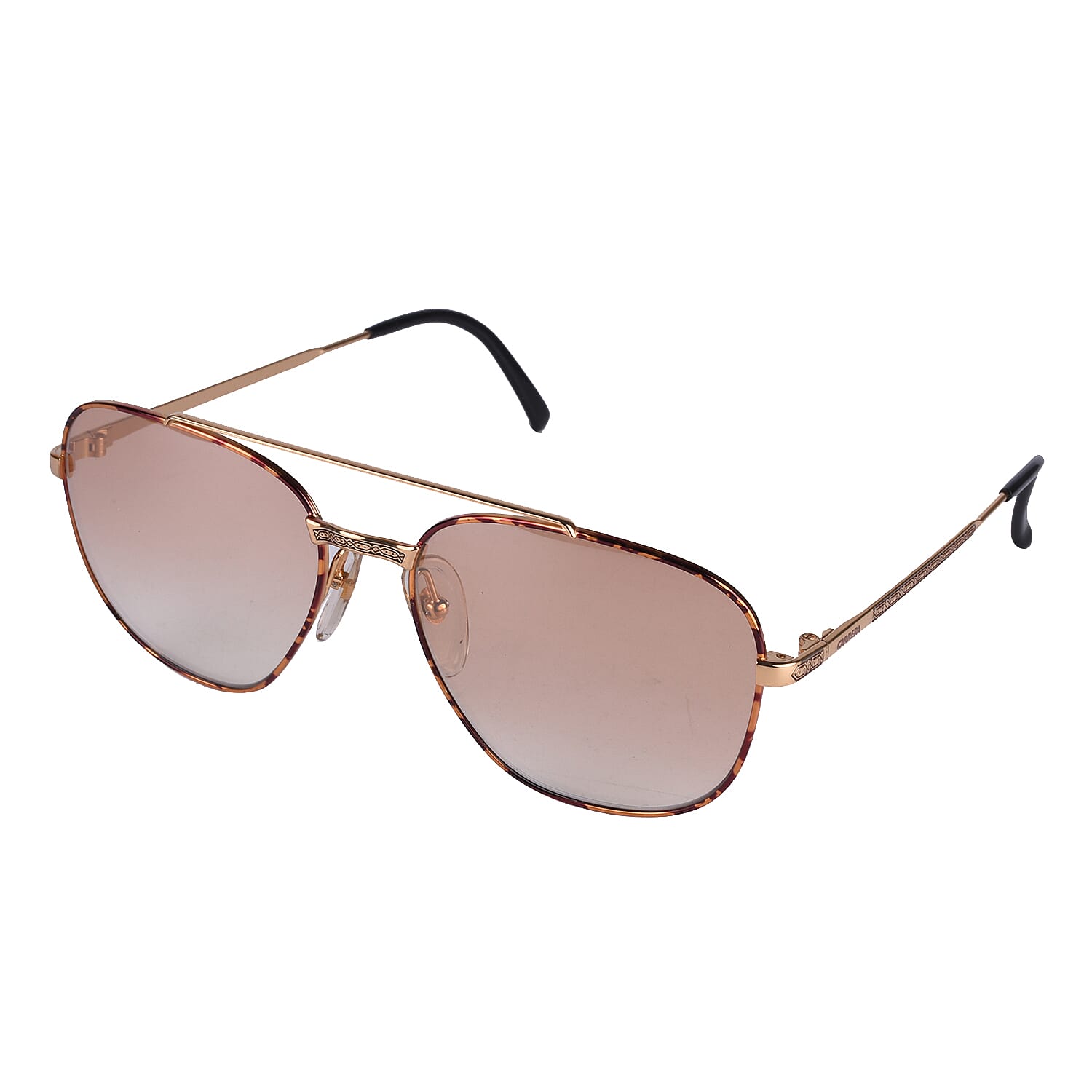 CARRERA Unisex Gold Square Sunglasses with Light Brown Lenses &amp; Tort Brown Frame 6289738 1