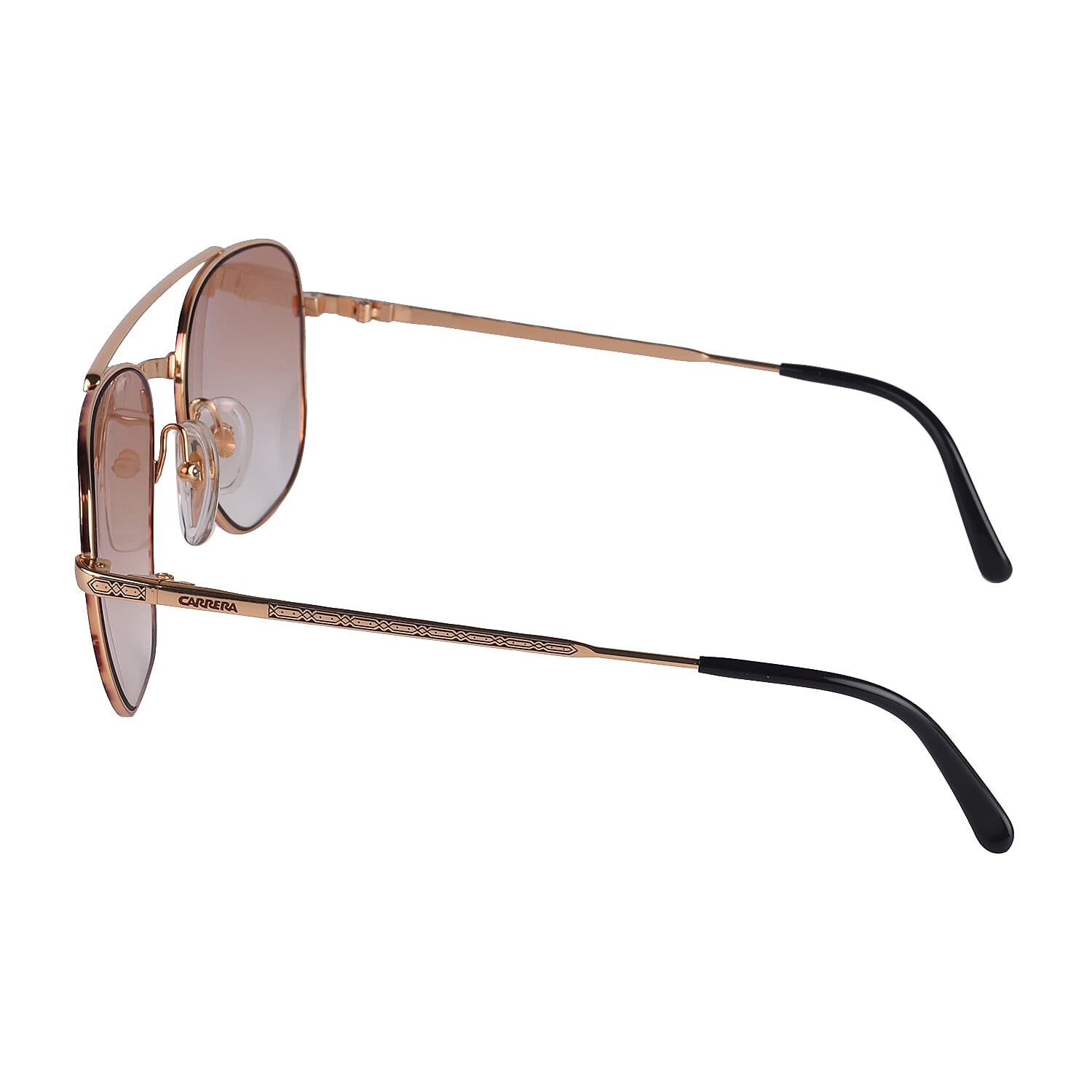 CARRERA Unisex Gold Square Sunglasses with Light Brown Lenses &amp; Tort Brown Frame 6289738 2