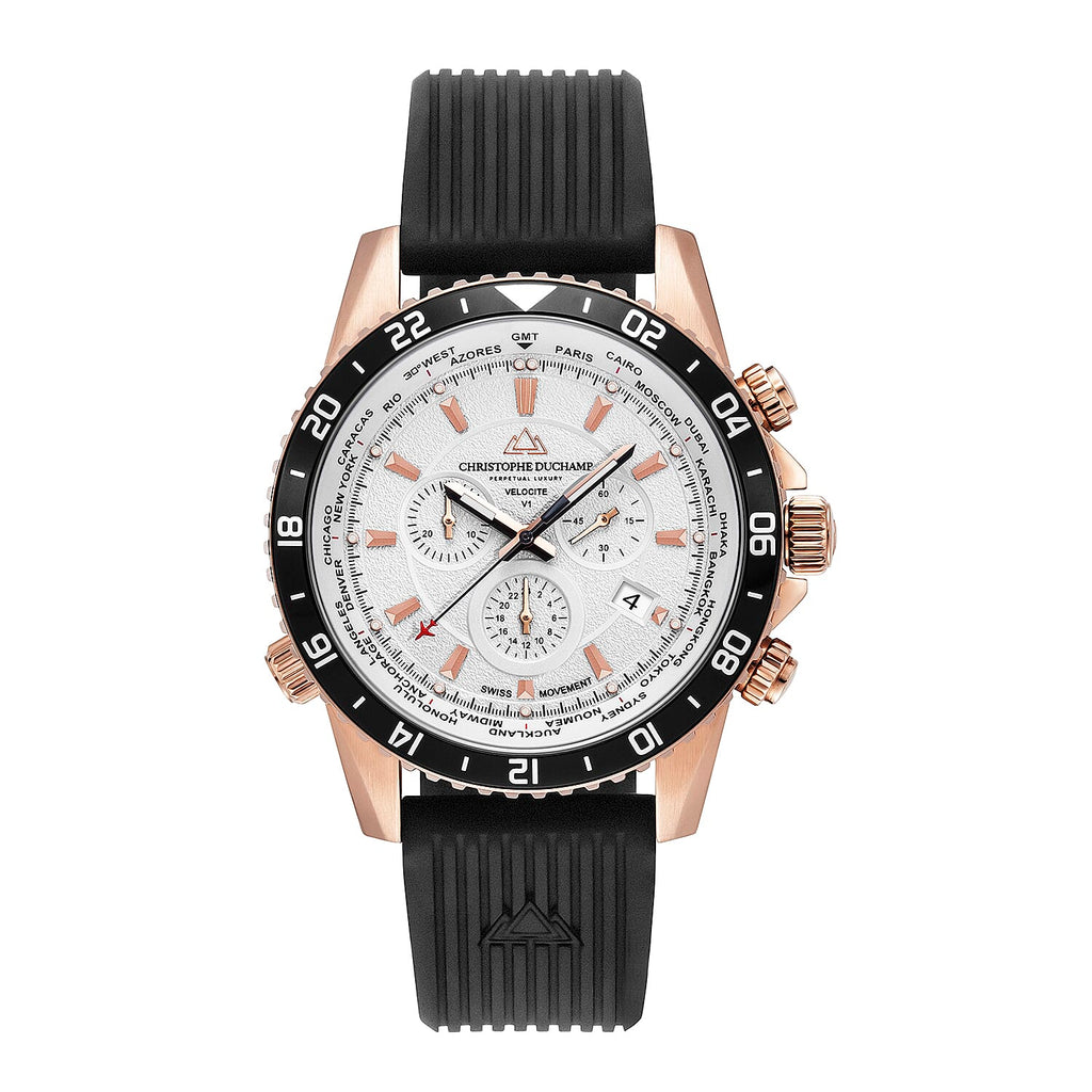 CHRISTOPHE DUCHAMP VELOCITE VI Swiss Movement 10 ATM WR White Dial Watch with Black Colour Strap