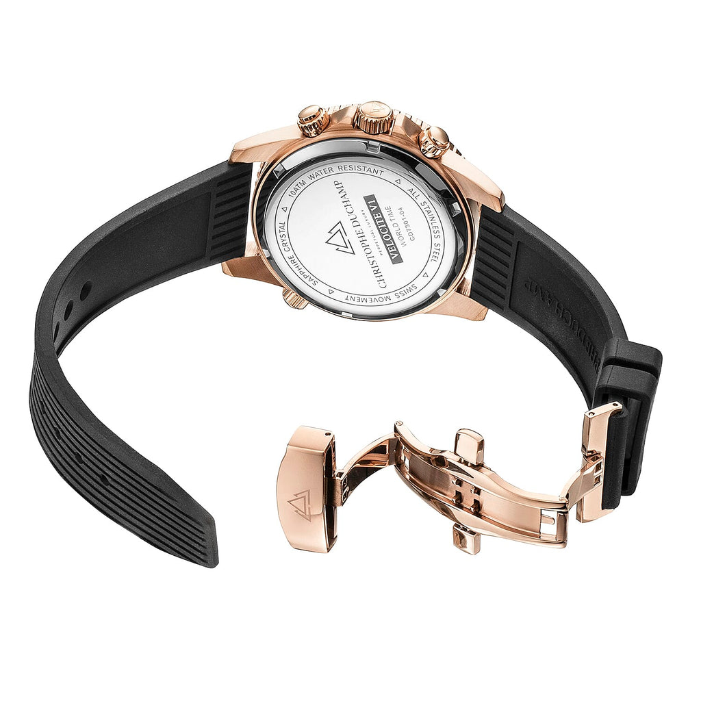 CHRISTOPHE DUCHAMP VELOCITE VI Swiss Movement 10 ATM WR White Dial Watch with Black Colour Strap