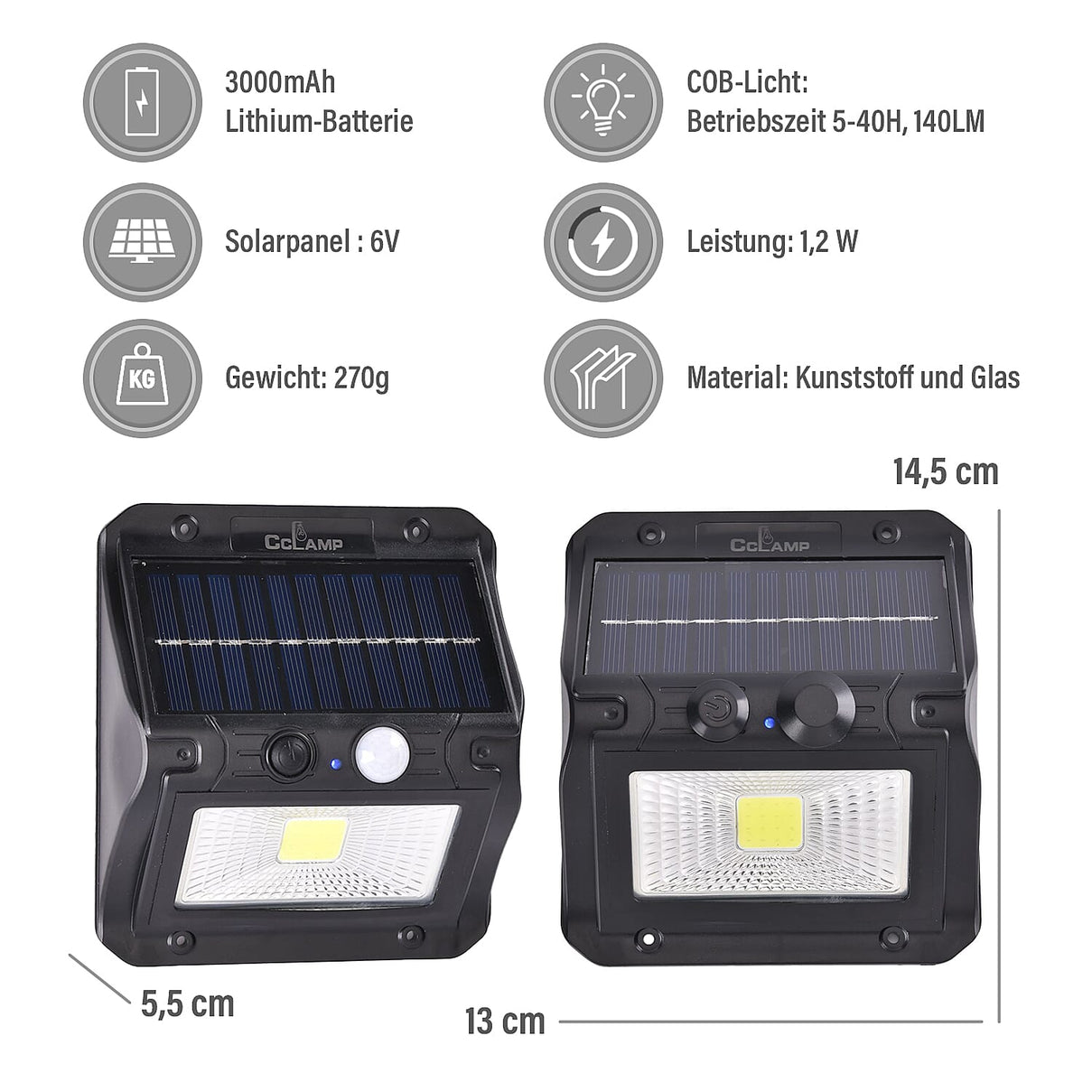 CL-108 Solar-Powered Outdoor Lamp with Motion Sensor 7534624 7