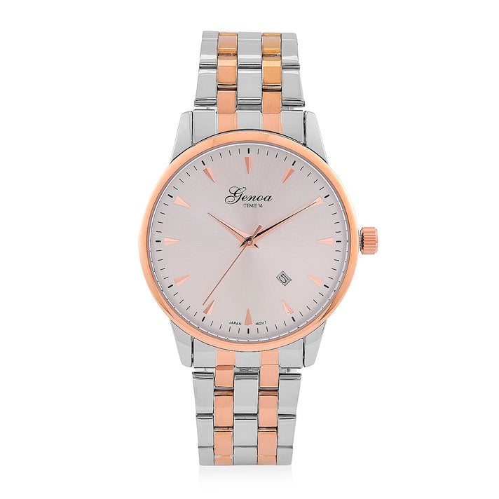 CLASSIC GENOA TIME V2 Miyota GM12 Japan Movt. 3ATM Water Resistant White Dial Watch with Two-Tone Stainless Steel Strap 8114425 1