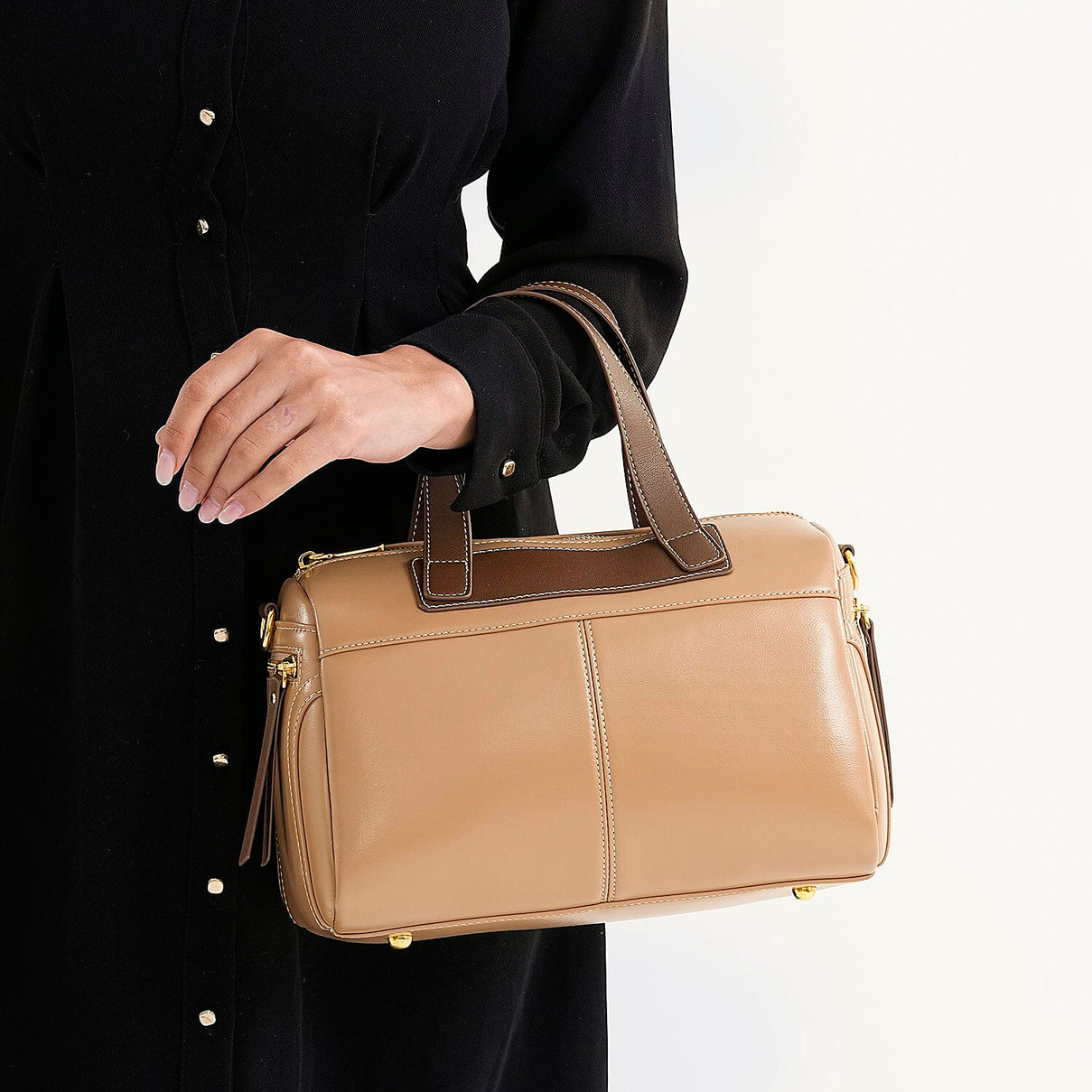 Manhattan CloseOut- 100% Genuine Leather  Bag with Shoulder Straps - Gold 7603767 9