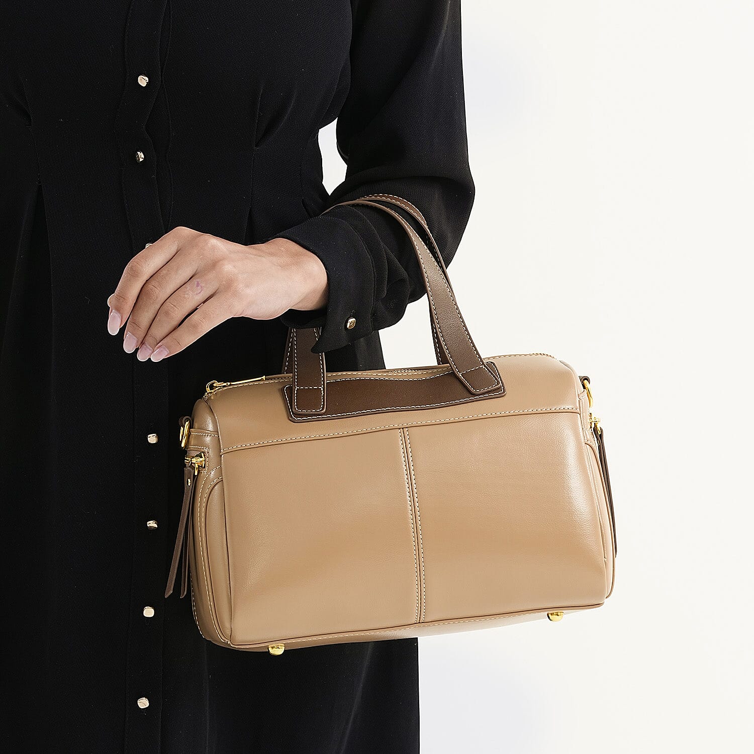 Manhattan CloseOut- 100% Genuine Leather  Bag with Shoulder Straps - Gold 7603767 9