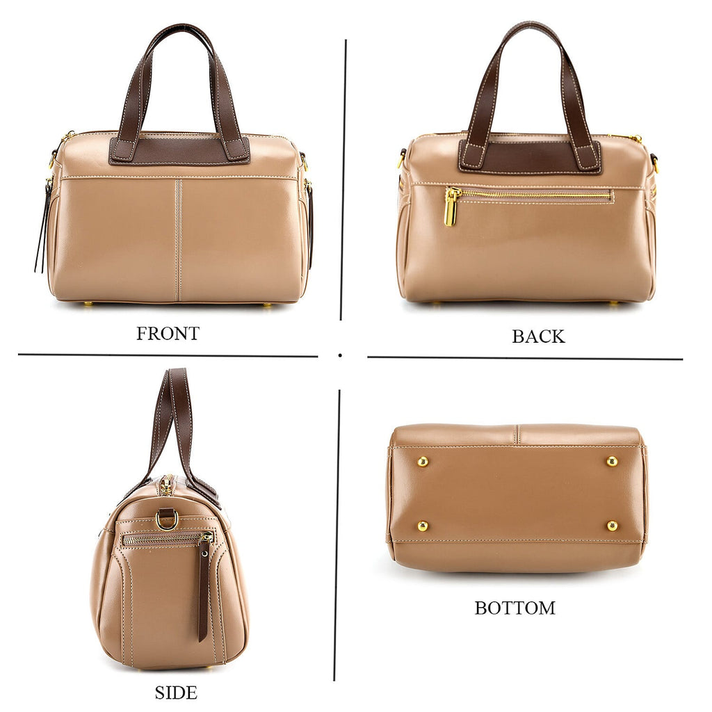 Manhattan CloseOut- 100% Genuine Leather  Bag with Shoulder Straps - Gold