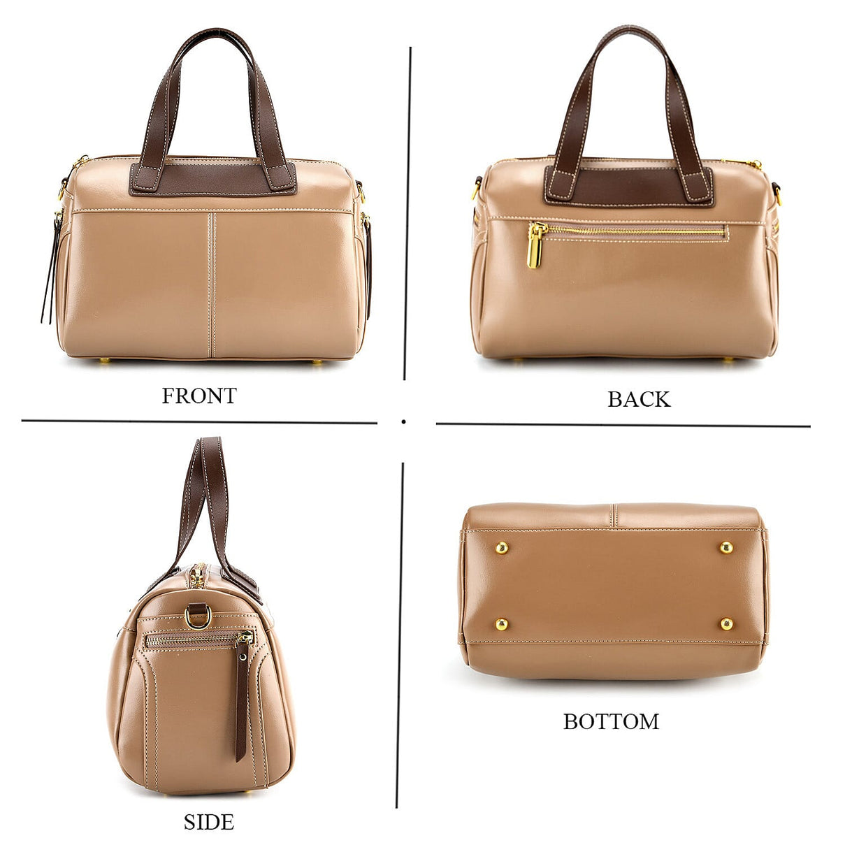 Manhattan CloseOut- 100% Genuine Leather  Bag with Shoulder Straps - Gold 7603767 10