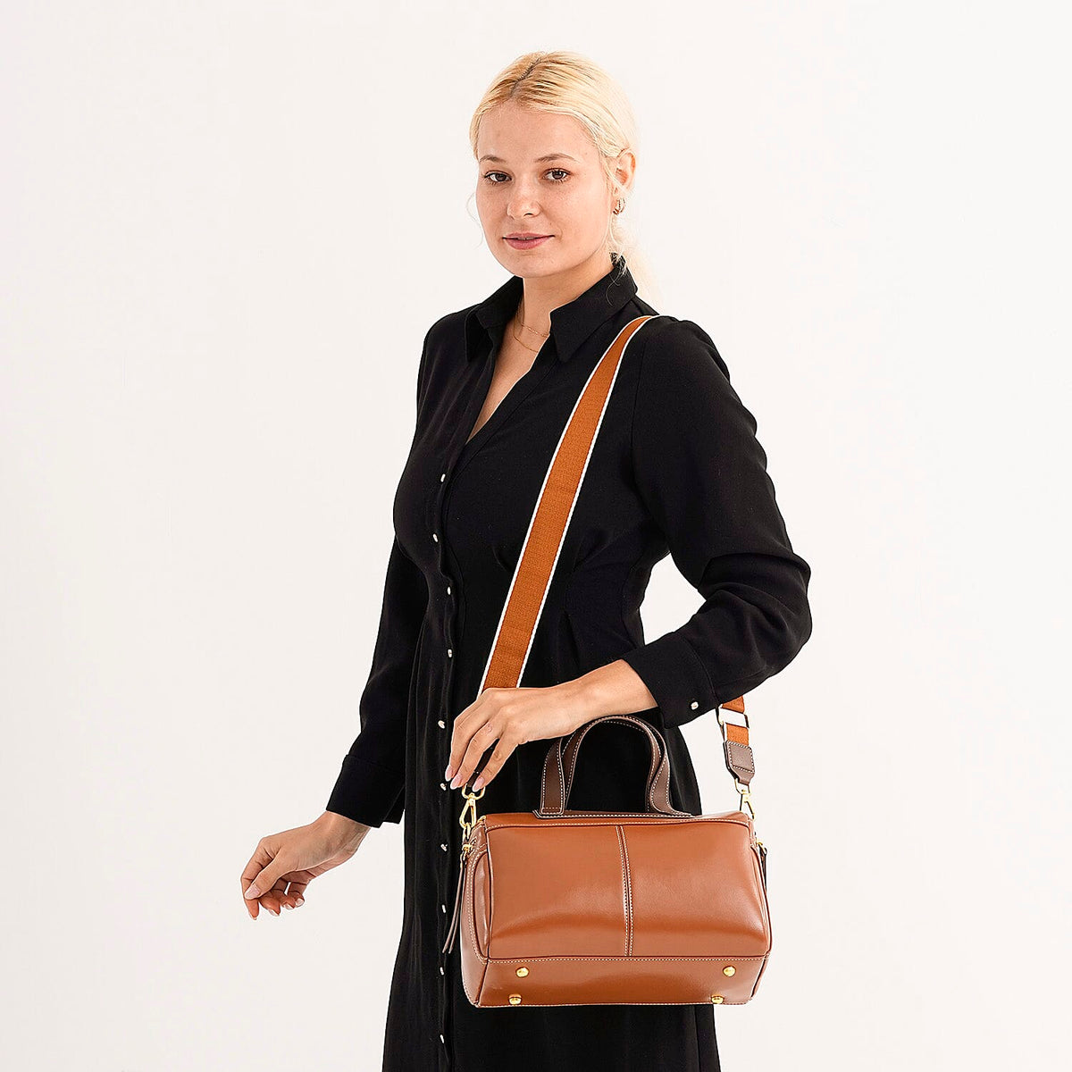 Manhattan CloseOut- 100% Genuine Leather  Bag with Shoulder Straps - Tan 7603769 4