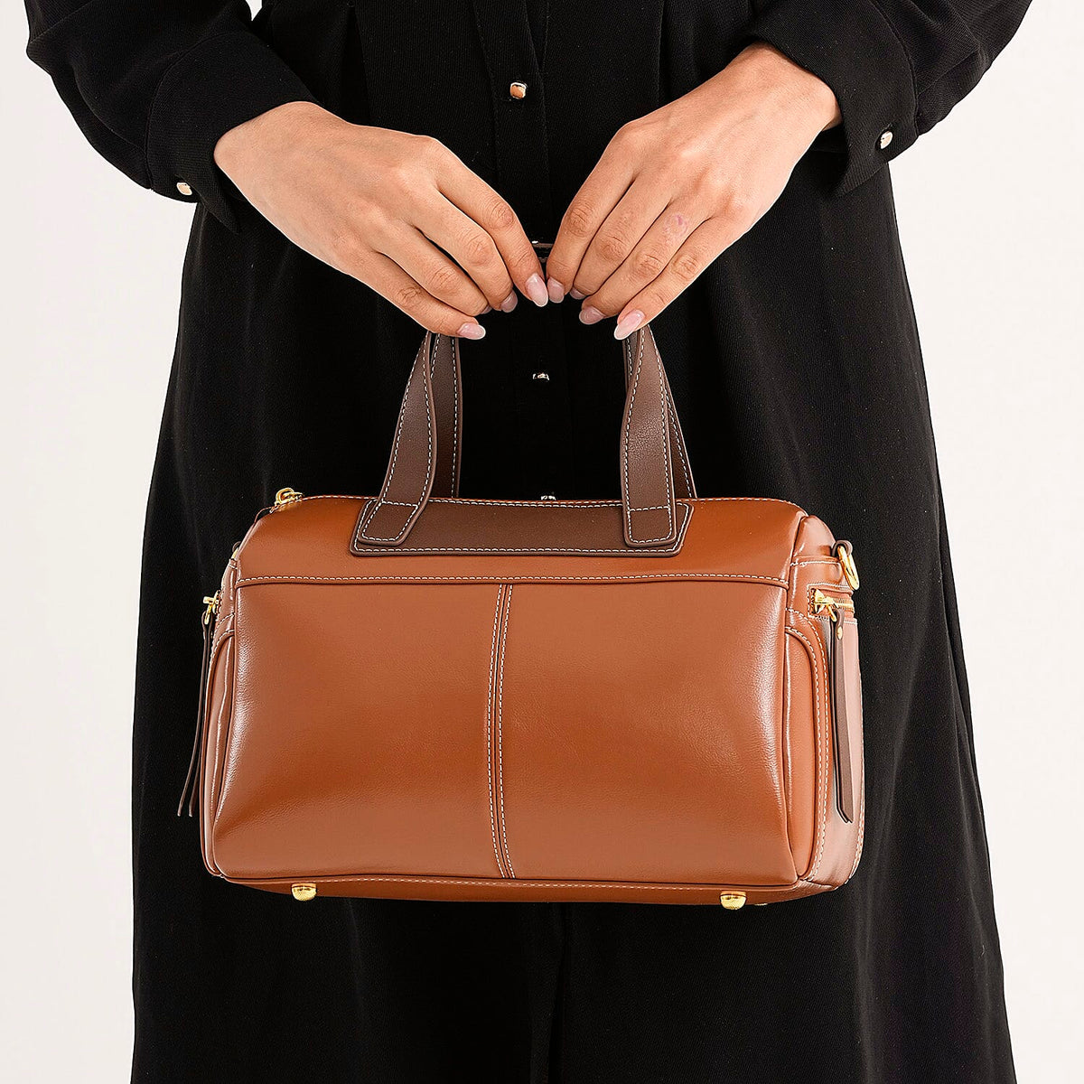 Manhattan CloseOut- 100% Genuine Leather  Bag with Shoulder Straps - Tan 7603769 6