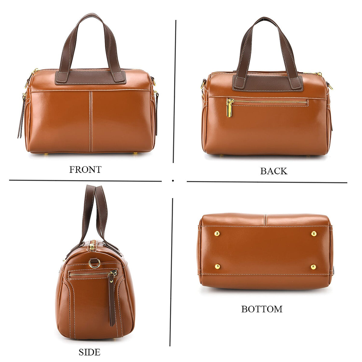 Manhattan CloseOut- 100% Genuine Leather  Bag with Shoulder Straps - Tan 7603769 8