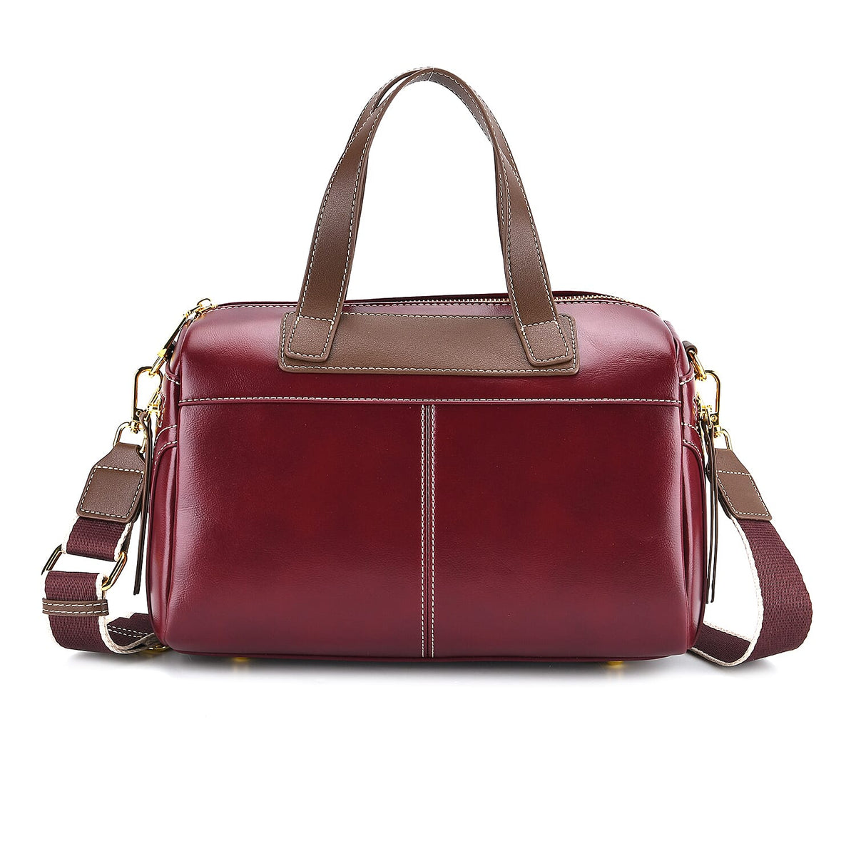 Manhattan CloseOut- 100% Genuine Leather  Bag with Shoulder Straps - Burgundy 8207479 0
