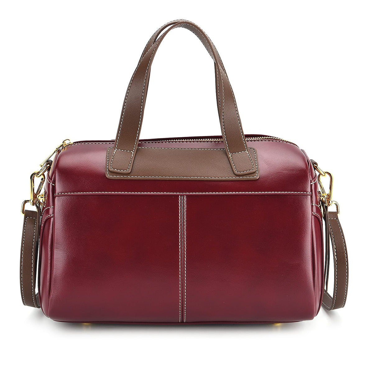 Manhattan CloseOut- 100% Genuine Leather  Bag with Shoulder Straps - Burgundy 8207479 6