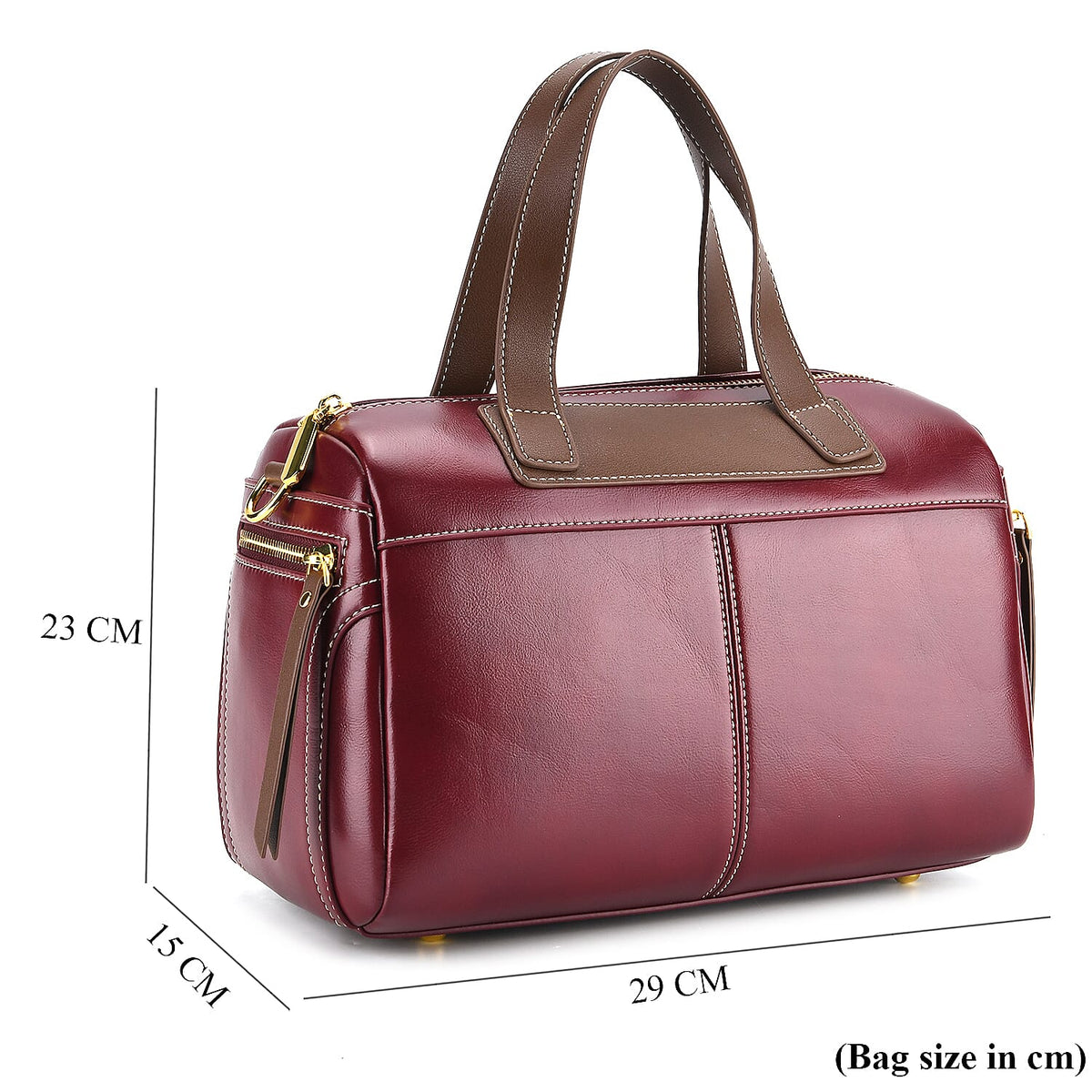 Manhattan CloseOut- 100% Genuine Leather  Bag with Shoulder Straps - Burgundy 8207479 9