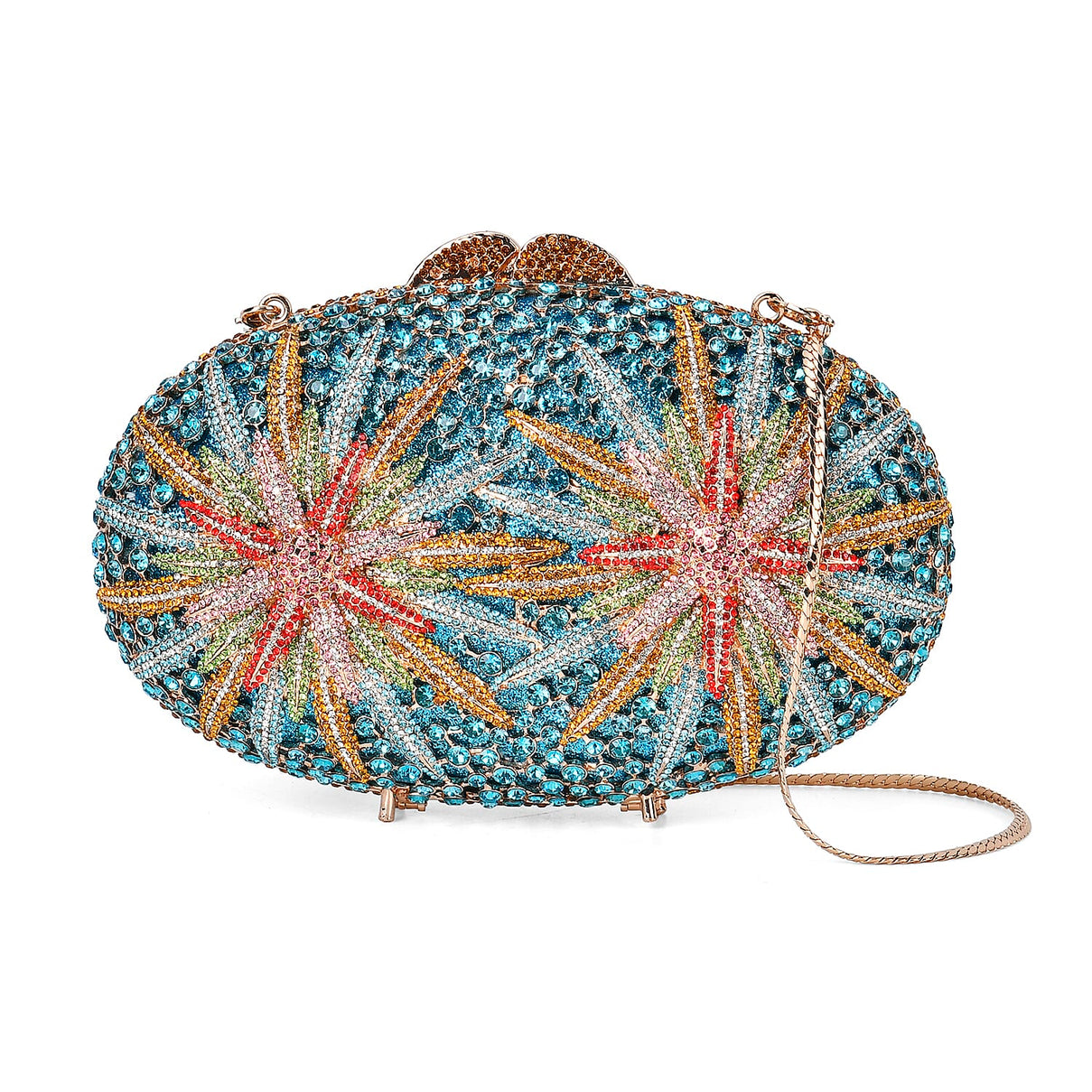 CLOSE OUT DEAL - Crystellia North Star Pattern Premium Austrian Crystal Clutch Bag - Blue &amp; Multicolour 8253556 0