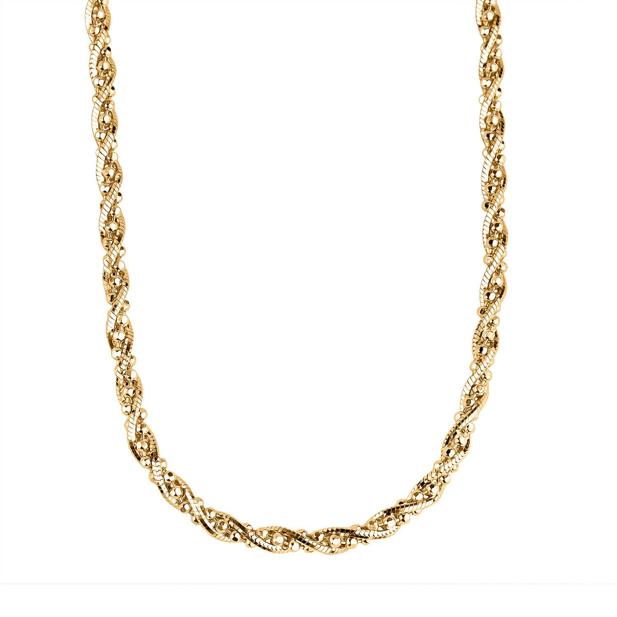 Italian Made Sterling Silver 1.9MM Fancy Twisted Snake Necklace with Lobster Clasp in Yellow Gold Plating 22 Inch 8183722 0